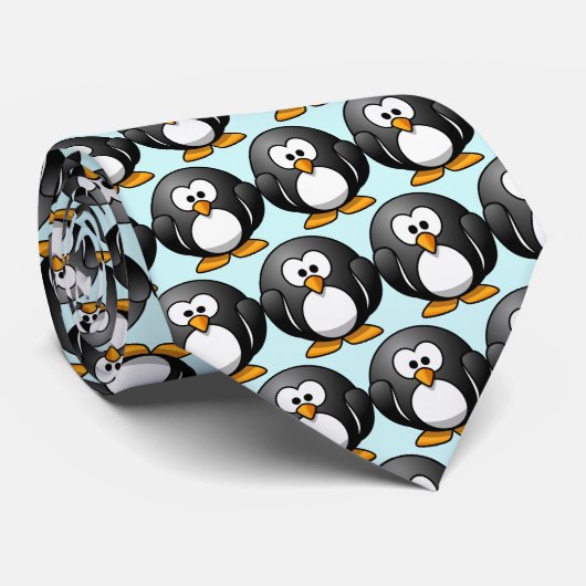 "Funny Penguin" Pattern Neck Tie Krawatte (Gerollt)