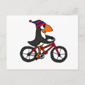 Funny Penguin Reiten Rotes Rad Postkarte (Vorderseite)