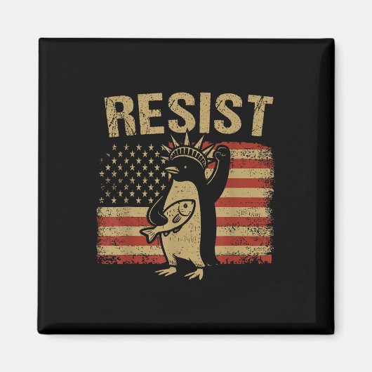 Funny Penguin Resist Coole Pinguine Vintag Protest Magnet (Vorne)