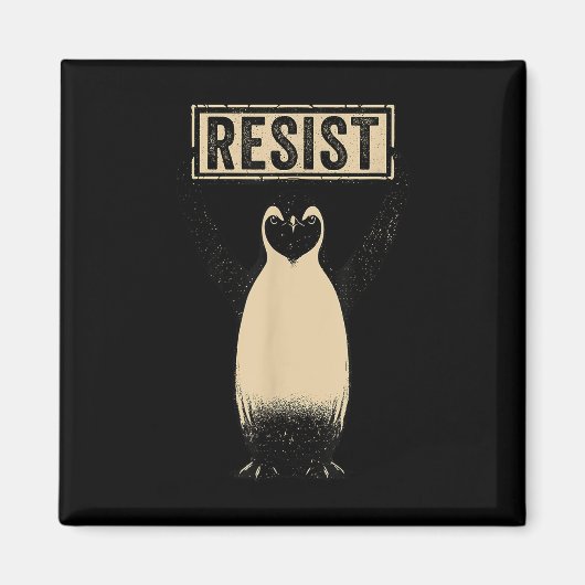 Funny Penguin Resist Coole Pinguine Vintag Protest Magnet (Vorne)