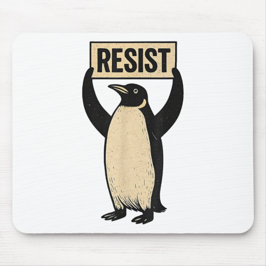 Funny Penguin Resist Coole Pinguine Vintag Protest Mousepad (Vorne)