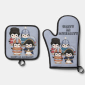Funny Penguin Royal Gardens Unity in Diversity Ofenhandschuh & Topflappen-Set (Vorderseite)