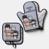 Funny Penguin Royal Gardens Unity in Diversity Ofenhandschuh & Topflappen-Set (Vorderseite/Rückseite)