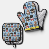 Funny Penguin Royal Guard (Personalisiert) Ofenhandschuh & Topflappen-Set (Vorderseite/Rückseite)