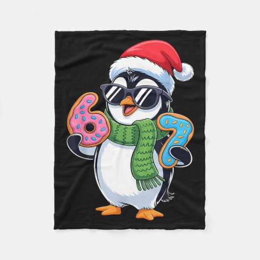 Funny Penguin Six Seven 67 Ice Cream Christmas Boy Fleecedecke (Vorderseite)