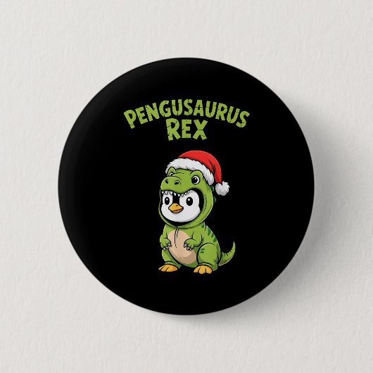Funny Penguin T-rex Costume Christmas Kids Boys  Button (Vorderseite)