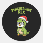 Funny Penguin T-rex Costume Christmas Kids Boys  Runder Aufkleber (Vorderseite)