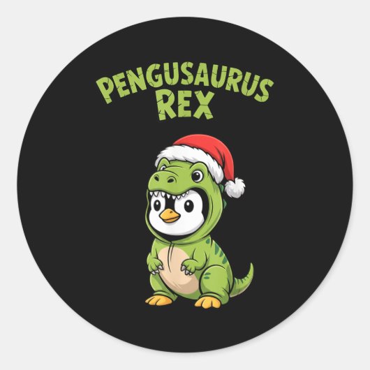 Funny Penguin T-rex Costume Christmas Kids Boys Runder Aufkleber (Vorderseite)