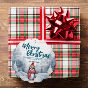 Funny Penguin Vogel Merry Xmas Baum Schnee Urlaub Ornament Karte