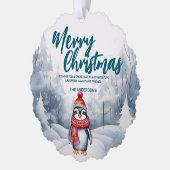 Funny Penguin Vogel Merry Xmas Baum Schnee Urlaub Ornament Karte (Links)