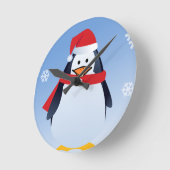 Funny Penguin Weihnachten Weihnachten Runde Wanduhr (Winkel)