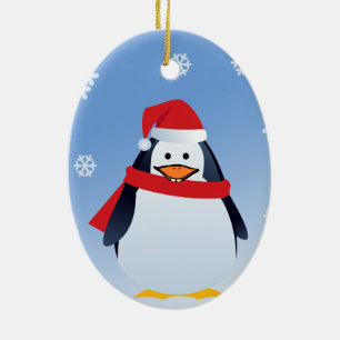 Funny Penguin Weihnachten Weihnachtsmann Ornament