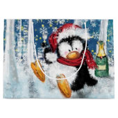 Funny Penguin Weihnachtsgeschenktasche Große Geschenktüte (Vorderseite)