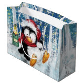 Funny Penguin Weihnachtsgeschenktasche Große Geschenktüte (Rückseite Schrägansicht)