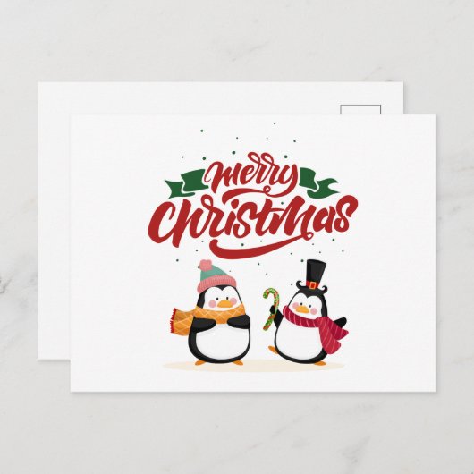 Funny Penguin Weihnachtskarte, Frohe Weihnachten (Vorne/Hinten)