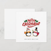 Funny Penguin Weihnachtskarte, Frohe Weihnachten (Vorne/Hinten)