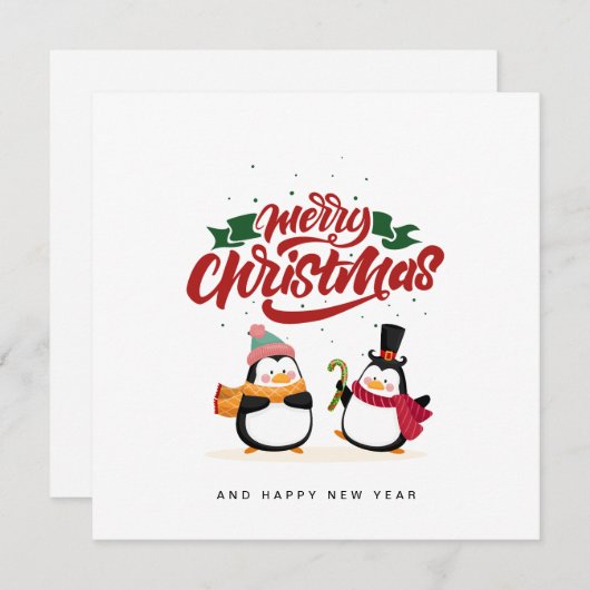 Funny Penguin Weihnachtskarte, Frohe Weihnachten (Vorne/Hinten)