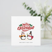 Funny Penguin Weihnachtskarte, Frohe Weihnachten (Stehend Vorderseite)