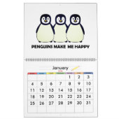 Funny Penguines Cartoon Kunst, Dichtung und Musik Kalender (Jan 2026)