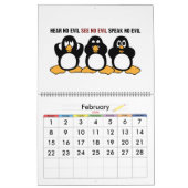 Funny Penguines Cartoon Kunst, Dichtung und Musik Kalender (Feb 2026)