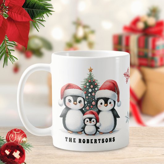 Funny Penguins Familienname Weihnachten Kaffeetasse