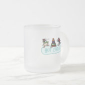 Funny Penguins Hot Chocolate Snowballing Cartoon Mattglastasse (VorderseiteRechts)