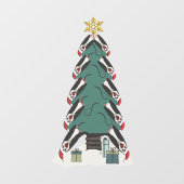 Funny Penguins Weihnachtsbaum Fensteraufkleber (Blatt)