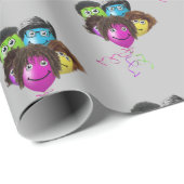 Funny People Balloon Group on Grey Geschenkpapier (Rolleneckpunkt)