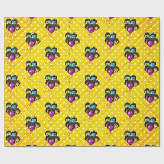 Funny People Balloon Group zu Polka Dots Geschenkpapier (Flach)