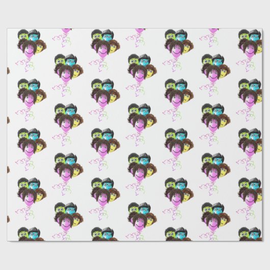 Funny People Birthday Balloon Group Geschenkpapier (Flach)