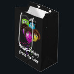 Funny People Birthday Balloons Mittlere Geschenktüte<br><div class="desc">Balloons mit Lächeln,  Augenballen und schwarzem Haar zum Geburtstag. Die Hintergrundfarbe kann geändert werden. Text ist bearbeitbar.</div>