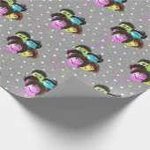 Funny People Birthday Balloons on Polka Dots Geschenkpapier (Ecke)