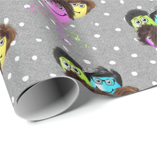 Funny People Birthday Balloons on Polka Dots Geschenkpapier (Rolleneckpunkt)