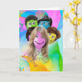 Funny People Birthday Party Balloons Karte (Gelbe Blume)