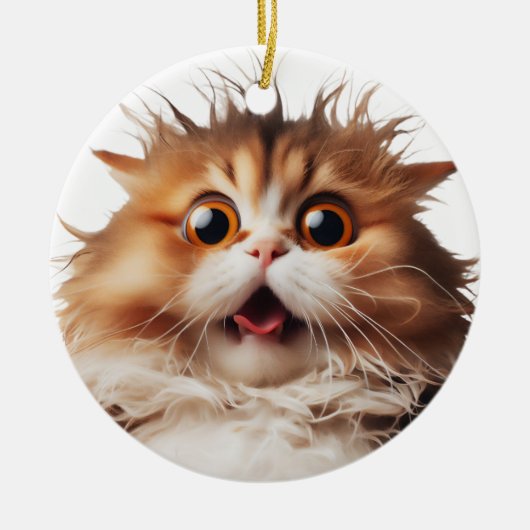 FUNNY PERSIAN CAT ÜBERRASCHTE KATZE KERAMIK ORNAMENT (Vorne)