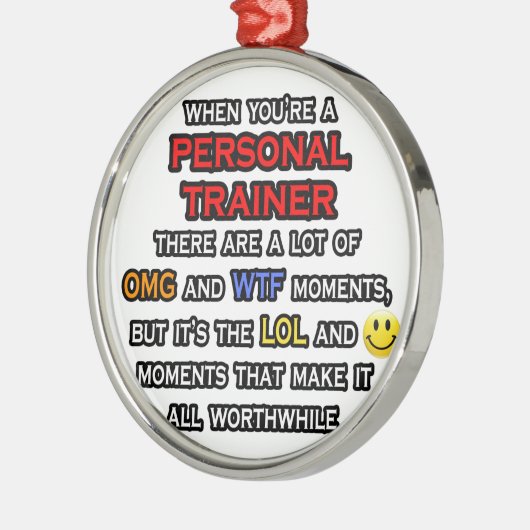 Funny Personal Trainer ... OMG WTF LOL Silbernes Ornament (Links)