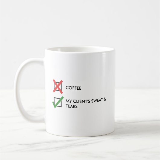 Funny Personal Trainer Spaß Kaffeetasse (Links)