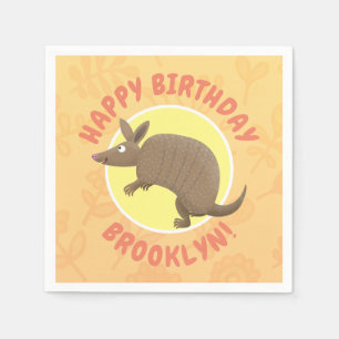Funny personalisiert armadillo Geburtstag Cartoon Serviette
