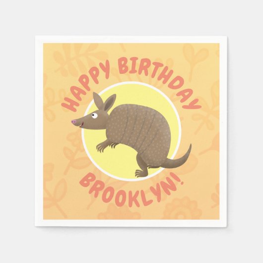 Funny personalisiert armadillo Geburtstag Cartoon Serviette (Vorderseite)