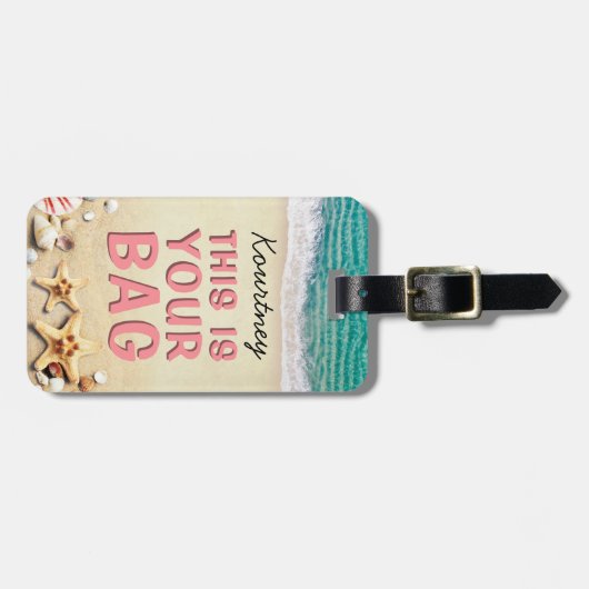 Funny Personalisiert Beach Summer Bag Achtung Gepäckanhänger (Vorderseite horizontal)