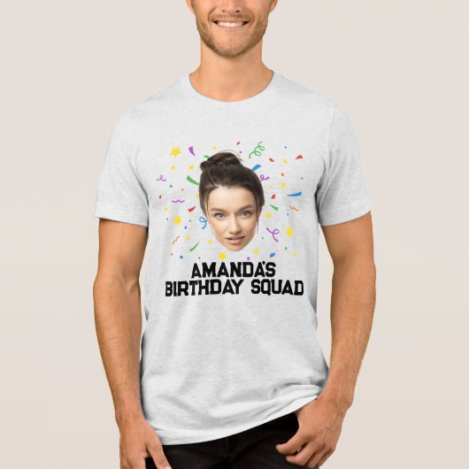 Funny Personalisiert Birthday Party Custom Foto Tri-Blend Shirt (Vorderseite)