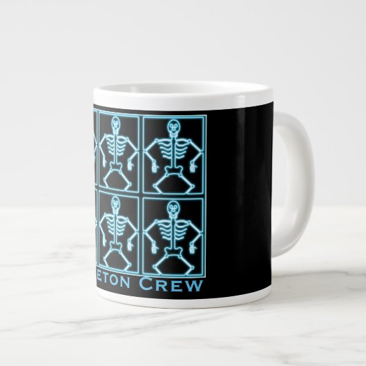 Funny Personalisiert Blue "Skeleton Crew" Jumbo-Tasse (Vorderseite Rechts)
