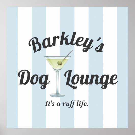 Funny Personalisiert Blue Strip Dog Lounge Poster (Vorne)