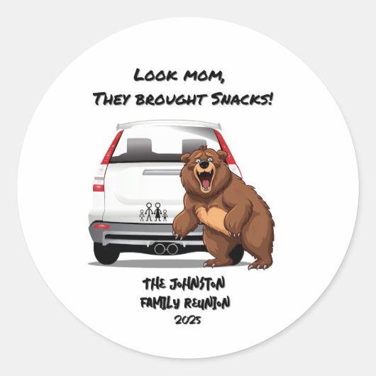 Funny Personalisiert Camping Bear Family Wiederseh Runder Aufkleber (Vorderseite)