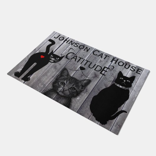 Funny Personalisiert Catitude Fußmatte (Schrägansicht)