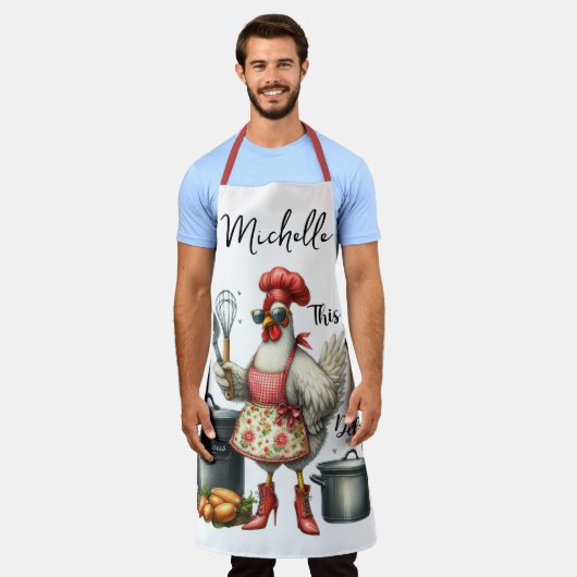 Funny Personalisiert Chicken Sprichwort Schürze (Getragen)
