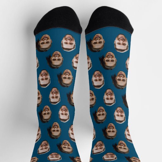 Funny Personalisiert Couple Face 2 Fotos Socken (Oben)