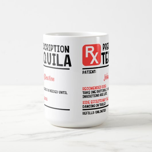 Funny Personalisiert Doctor Tequila Verschreibung Kaffeetasse (Mittel)