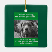 Funny Personalisiert Dog Foto Geburtstag Keramikornament (Rückseite)