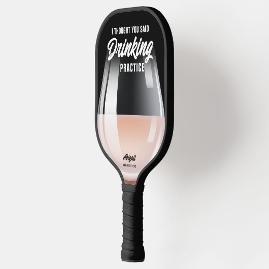 Funny Personalisiert Drinking Practice Pinot Rose Pickleball Schläger (Links)